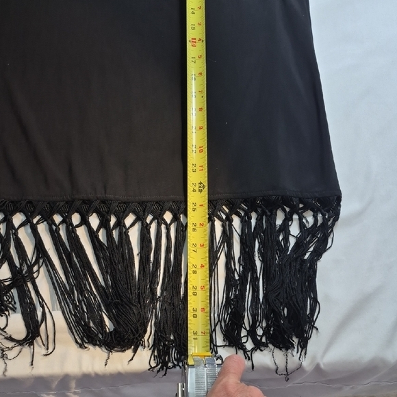 New Directions Black Short Sleeve Fringe Top Womens Plus 1X - Picture 5 of 9